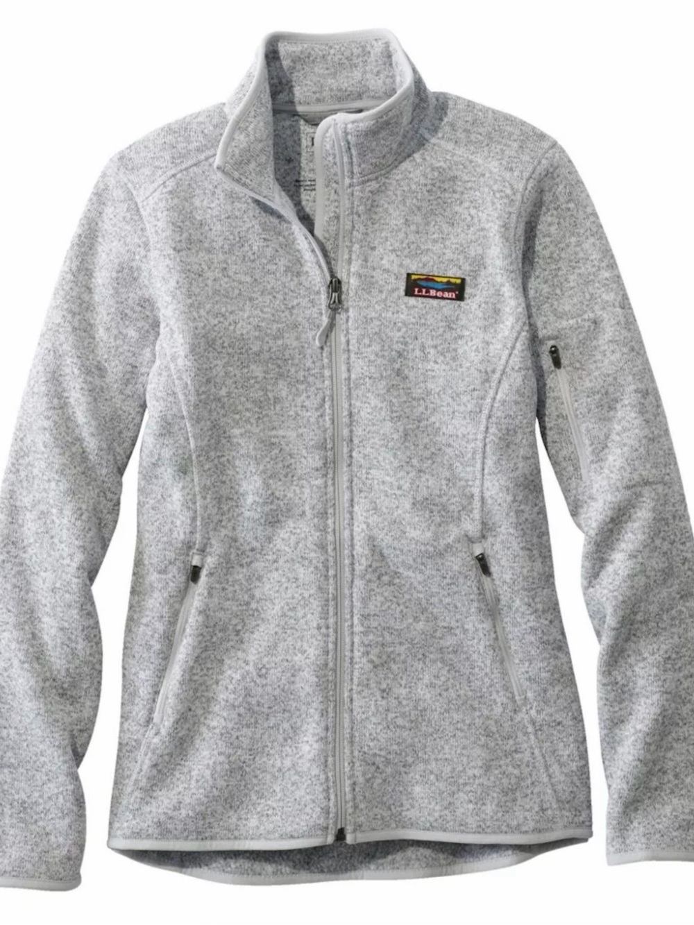 L.L.Bean Heathered Light Gray Full-Zip Fleece Pullover